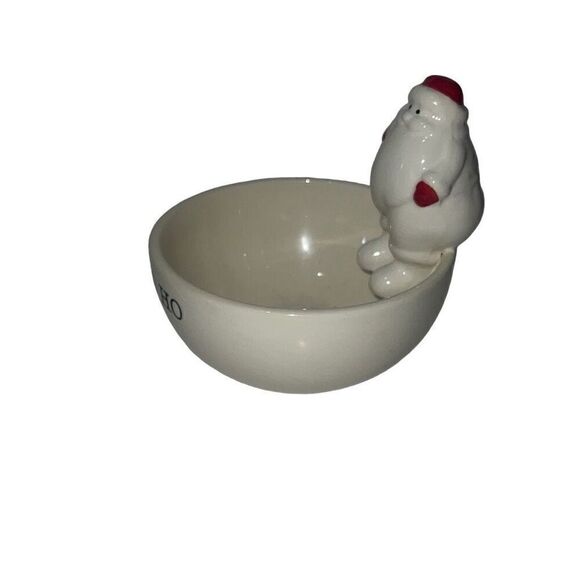 Mud Pie Ceramic Candy Dish 3D Santa Sits Ho Ho Ho Christmas Trinket Bowl Holiday - Picture 3 of 9